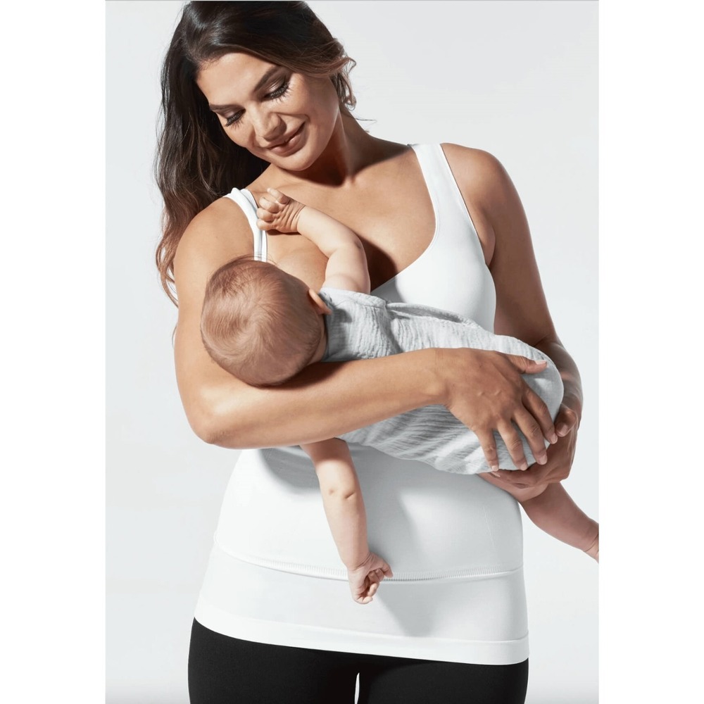 NWT BLANQI Pull Down Postpartum Nursing Support Tank Top Winter White Size Large - Picture 12 of 13